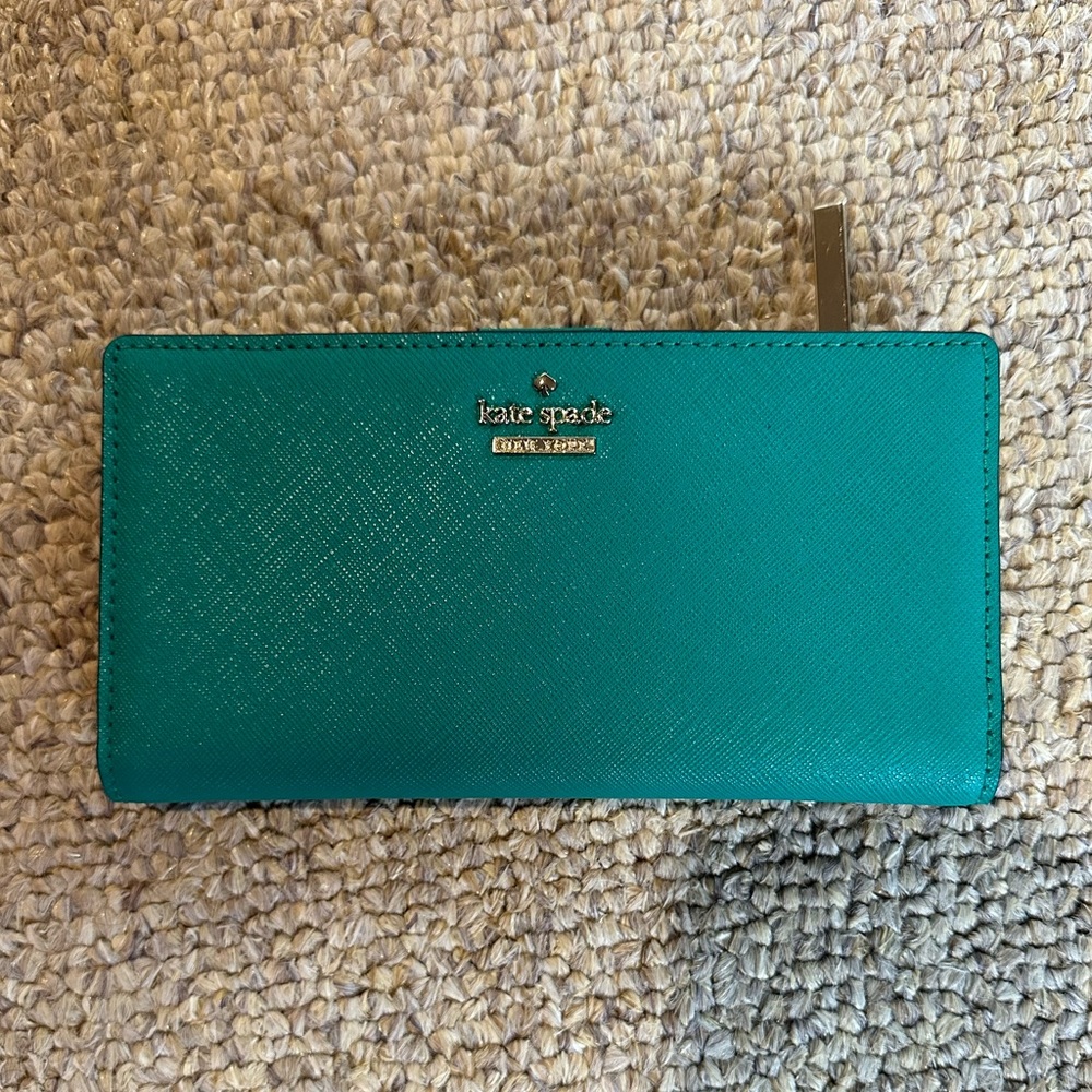 Kate Spade Staci Large Slim Bifold Wallet in teal